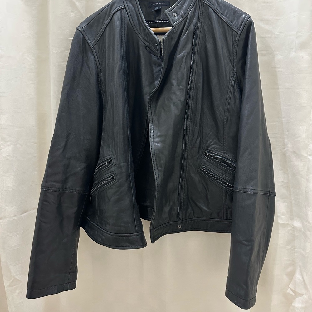 Vintage Tommy Hilfiger Black Leather Jacket